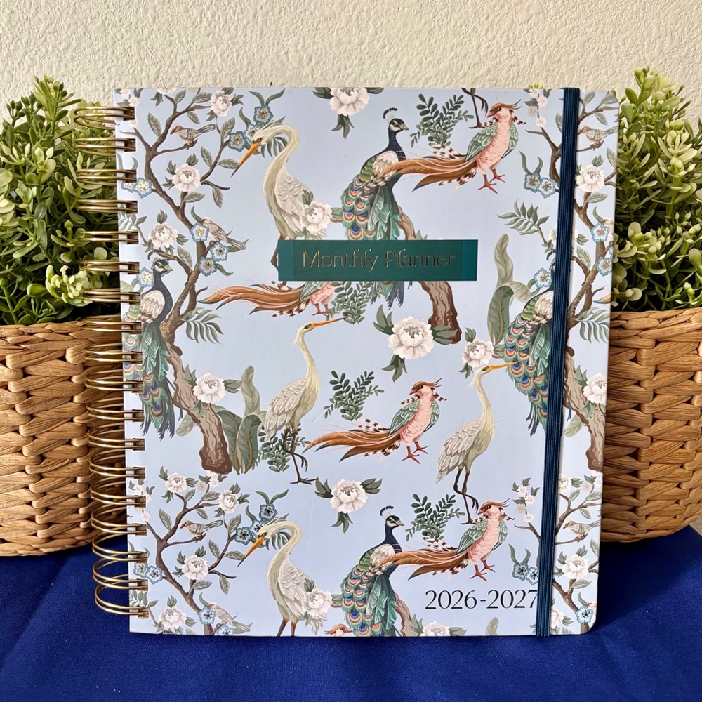 Spiral Bound Peacock Floral 17-Month Planner